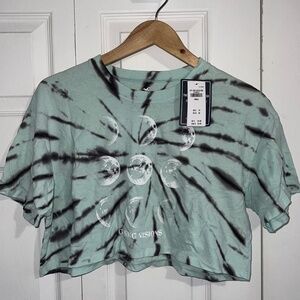 NWT Hollister Blue/Turquoise Tie Dye Cropped T-Shirt Moon Phases Small